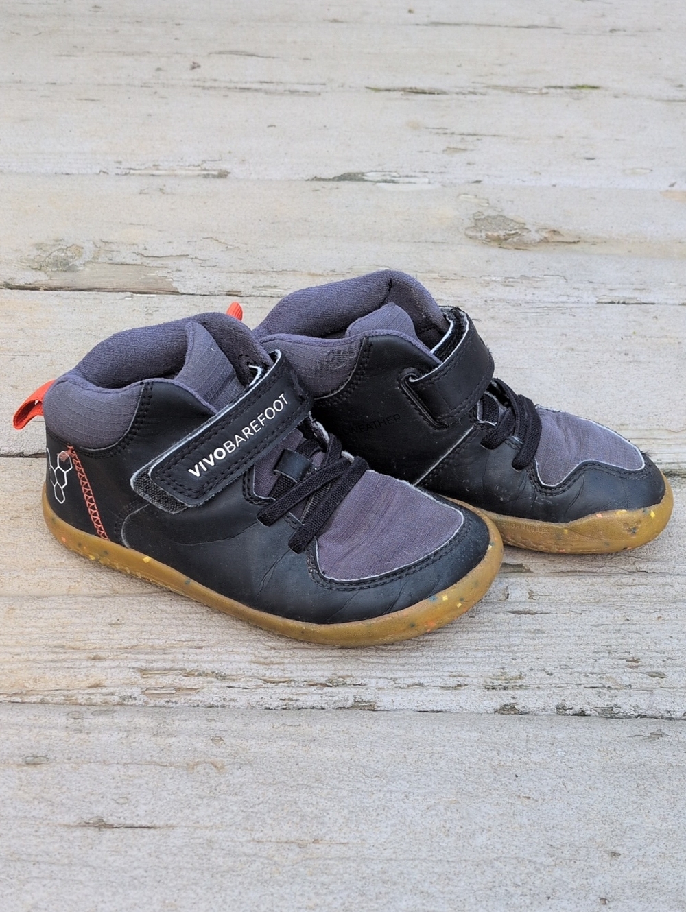 Vivobarefoot Primus Bootie All Weather - Black/Gray Kids EU 27 / US 10